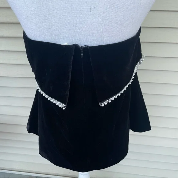 HYACINTH HOUSE Velvet & Pearl Trim Strapless Valerie Top in Black Size XXL (NWT) - Picture 3 of 9
